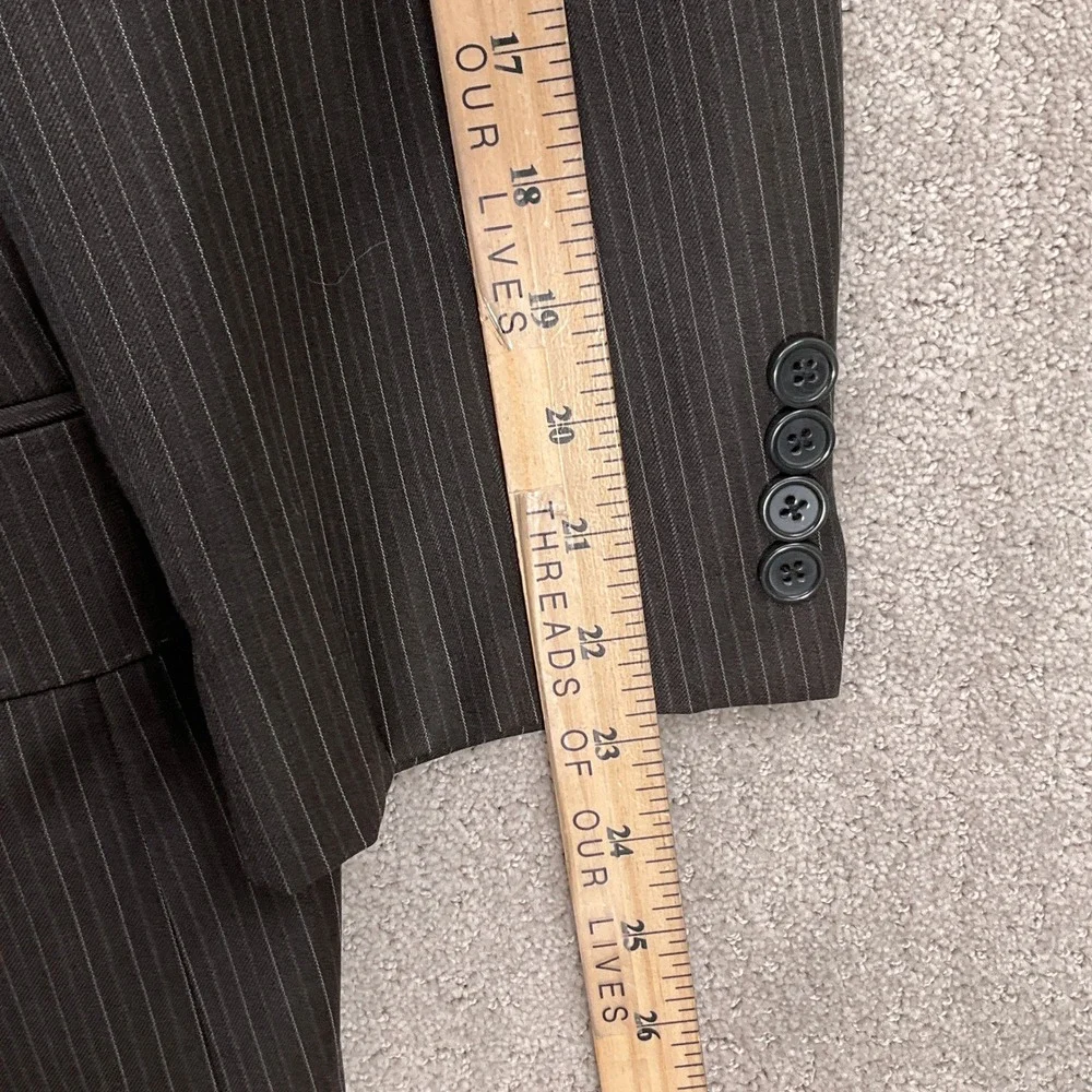 Bachrach Suit Men‎ 46R 38W26L Brown Pinstripe Italy